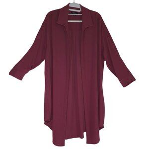 Torrid Open Front Longline Cardigan Jacket Women Size 00 Burgundy Plus Size.
